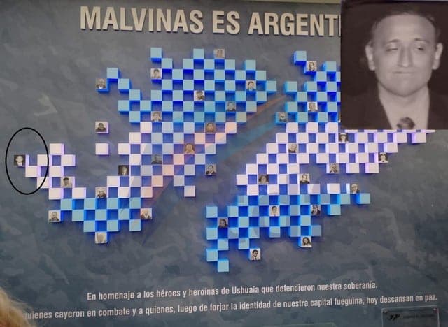 Polémica por la presencia de Jeringa Barrionuevo en un mural de Malvinas en el aeropuerto de Ushuaia