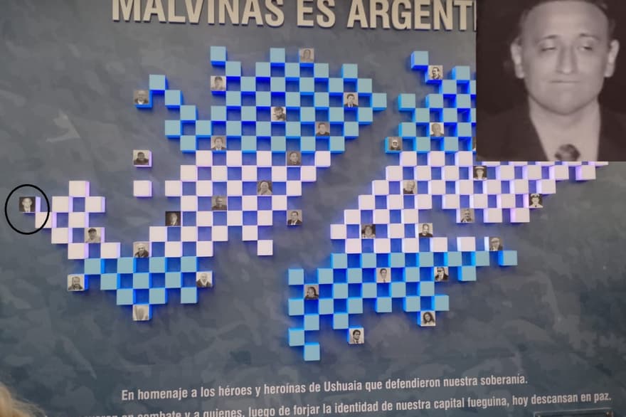 Polémica: incluyeron a "Jeringa" Barrionuevo en un mural de Malvinas en el aeropuerto de Ushuaia